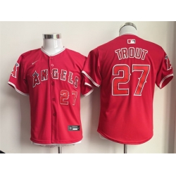 Youth Los Angeles Angels  27 Mike Trout Red Limited Stitched Baseball Jersey