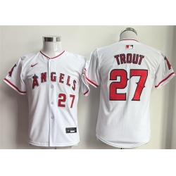 Youth Los Angeles Angels  27 Mike Trout White Limited Stitched Baseball Jersey