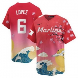 Men Miami Marlins 6 Otto Lopez Pink Japanese Heritage Night 2025 Limited Baseball Jersey
