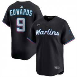 Men Miami Marlins 9 Xavier Edwards Black 2024 Alternate Limited Stitched Baseball Jersey