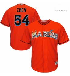 Mens Majestic Miami Marlins 54 Wei Yin Chen Replica Orange Alternate 1 Cool Base MLB Jersey