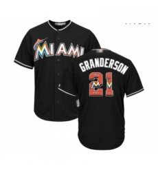 Mens Miami Marlins 21 Curtis Granderson Authentic Black Team Logo Fashion Cool Base Baseball Jersey 