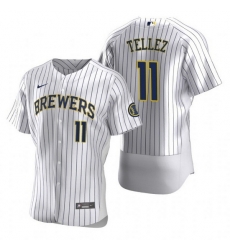 Men Milwaukee Brewers 11 Rowdy Tellez White Flex Base Stitched MLB Jerse