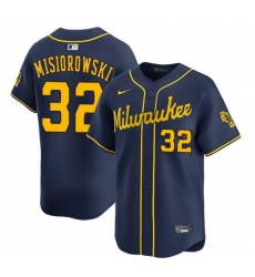Men Milwaukee Brewers 32 Jacob Misiorowski Navy Alternate Limited Stitched Baseball Jersey
