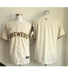 Men Milwaukee Brewers Blank Cream Limited Stitched Jersey