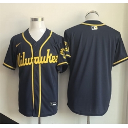 Men Milwaukee Brewers Blank Navy Limited Stitched Jersey