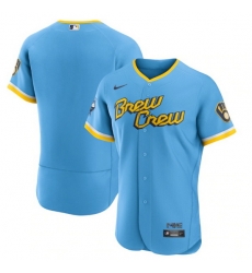 Men Milwaukee Brewers Blank Powder Blue 2022 City Connect Flex Base Stitched MLB Jersey