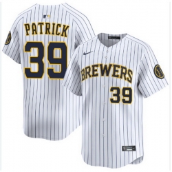 Men Milwaukee Brewers Chad Patrick #39 Home White Strips Stitched Limited Jersey