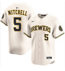 Men Milwaukee Brewers Garrett Mitchell #5 City Connect Stitched Limited Jersey