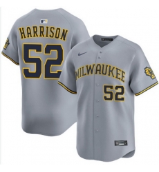 Men Milwaukee Brewers Kyle Harrison #52 Gray Stitched Jersey