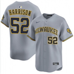 Men Milwaukee Brewers Kyle Harrison #52 Gray Stitched Jersey