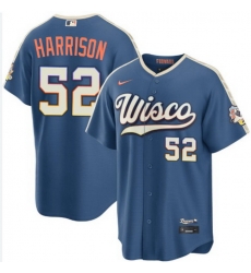 Men Milwaukee Brewers Kyle Harrison #52 Home 2026 City Conect Edition Stitched Limited Jersey Men Milwaukee Brewers Kyle Harrison #52 Home 2026 City Conect Edition Stitched Limited Jersey