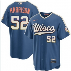 Men Milwaukee Brewers Kyle Harrison #52 Home 2026 City Conect Edition Stitched Limited Jersey