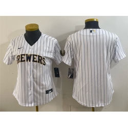 Women Milwaukee Brewers Blank White Cool Base Stitched Jersey Run Small 