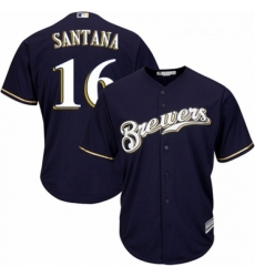 Youth Majestic Milwaukee Brewers 16 Domingo Santana Replica White Alternate Cool Base MLB Jersey 