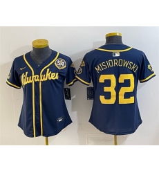 Youth Milwaukee Brewers 32 Jacob Misiorowski Navy With Home Bob Uecker Patch Limited Stitched Jersey Youth Milwaukee Brewers 32 Jacob Misiorowski Navy With Home Bob Uecker Patch Limited Stitched Jersey