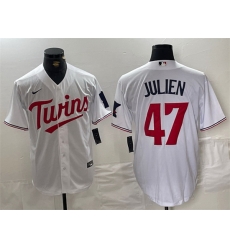 Men Minnesota Twins 47 Edouard Julien White Cool Base Stitched Jerseys