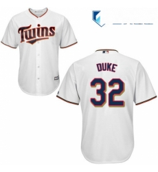 Mens Majestic Minnesota Twins 32 Zach Duke Replica White Home Cool Base MLB Jersey 