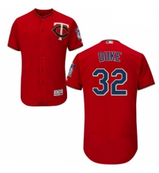 Mens Majestic Minnesota Twins 32 Zach Duke Scarlet Alternate Flex Base Authentic Collection MLB Jersey