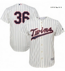 Mens Majestic Minnesota Twins 36 Robbie Grossman Replica Cream Alternate Cool Base MLB Jersey 