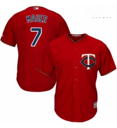 Mens Majestic Minnesota Twins 7 Joe Mauer Replica Scarlet Alternate Cool Base MLB Jersey