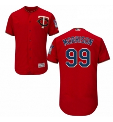 Mens Majestic Minnesota Twins 99 Logan Morrison Authentic Scarlet Alternate Flex Base Authentic Collection MLB Jersey