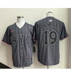 Men New York Mets 19 Bo Bichette Grey City Connect Stitched Baseball Jersey Men New York Mets 19 Bo Bichette Grey City Connect Stitched Baseball Jersey