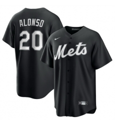 Men New York Mets 20 Pete Alonso Black Lights Out Limited Stitched Baseball Jersey