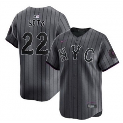 Men New York Mets 22 Juan Soto Graphite 2024 City Connect Limited Stitched Baseball Jersey