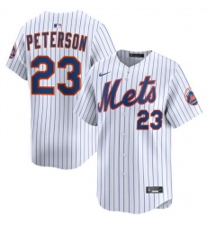 Men New York Mets 23 David Peterson White 2025 Home Limited Stitched Baseball Jersey