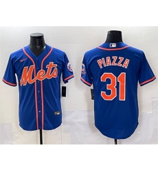 Men New York Mets 31 Mike Piazza Blue Cool Base Stitched Baseball Jersey