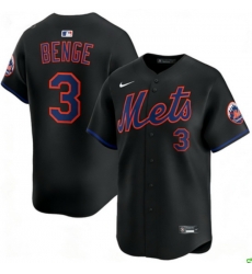 Men New York Mets Nike Carson Benge #3 Black Home Stitched Player Jersey