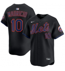 Men New York Mets Ronny Mauricio 10 Black Stitched Flex Base Jersey