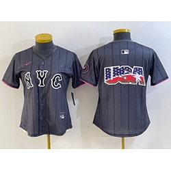 Women New York Mets Team Big Logo Graphite 2024 City Connect Limited Stitched Baseball Jersey 15