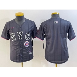 Youth New York Mets Team Big Logo Graphite 2024 City Connect Limited Stitched Baseball Jersey