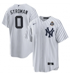 Men New York Yankees 0 Marcus Stroman White 2024 World Series With Name Cool Base Stitched Baseball Jersey