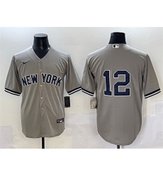 Men New York Yankees 12 Trent Grisham Grey Cool Base Stitched Baseball Jersey