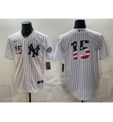 Men New York Yankees  15 Thurman Munson White 2026 USA 250 Fourth of July Home Stadium Stitched Baseball Jersey