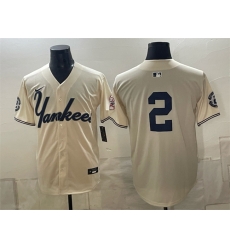 Men New York Yankees  2 Derek Jeter Cream Limited Stitched Baseball Jersey