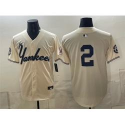 Men New York Yankees  2 Derek Jeter Cream Limited Stitched Baseball Jersey