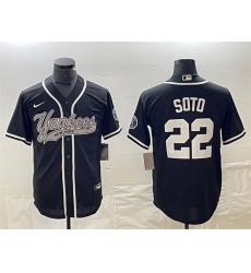 Men New York Yankees 22 Juan Soto Black Cool Base Stitched Baseball Jersey