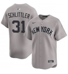 Men New York Yankees  31 Cam Schlittler Grey 2026 Road Limited Stitched Baseball Jersey