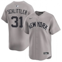 Men New York Yankees  31 Cam Schlittler Grey 2026 Road Limited Stitched Baseball Jersey