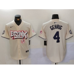 Men New York Yankees 4  Lou Gehrig The Bronx Graffiti V2 Vapor Limited Stitched Baseball Jersey 3