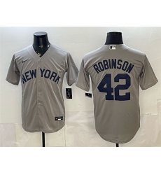 Men New York Yankees  42 Jackie Robinson Grey Stitched Baseball Jersey
