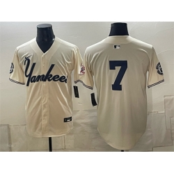 Men New York Yankees  7 Mickey Mantle Cream Limited Stitched Baseball Jersey