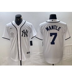 Men New York Yankees 7 Mickey Mantle White Cool Base Stitched Baseball Jersey 1