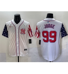Men New York Yankees 99 Aaron Judge White 2025 Independence Day Vapor Premier Limited Stitched Baseball Jersey