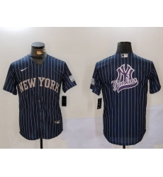 Men New York Yankees Navy Team Big Logo Cool Base Stitched Baseball Jersey 11