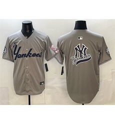 Men New York Yankees Team Big Logo Grey With Patch Limited Stitched Baseball Jersey Men New York Yankees Team Big Logo Grey With Patch Limited Stitched Baseball Jersey
